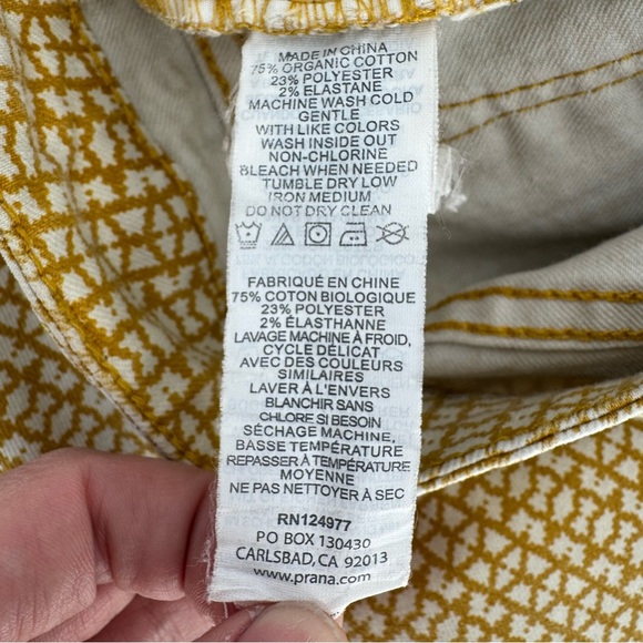 Prana Kara Marigold Mixer Mustard Cream Patterned Pants Size 6 28 Straight Leg - Picture 5 of 11